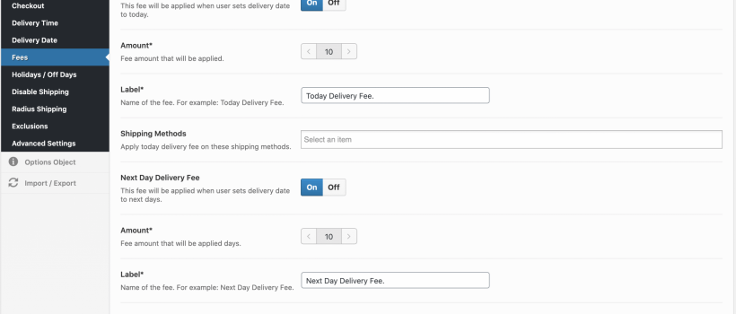 WooCommerce delivery fees